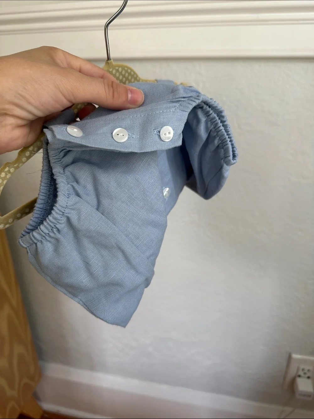 M&H Light Blue Baby Romper with Button Straps